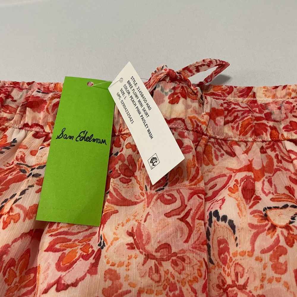 Sam Edelman NWT Large Paisley Red/Orange Mini Skirt - Picture 5 of 12